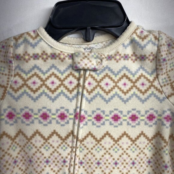 CARTER'S Long Sleeve Bodysuit Sleep And Play Girls12 Month Cream Full Zip/Snap - Picture 2 of 16